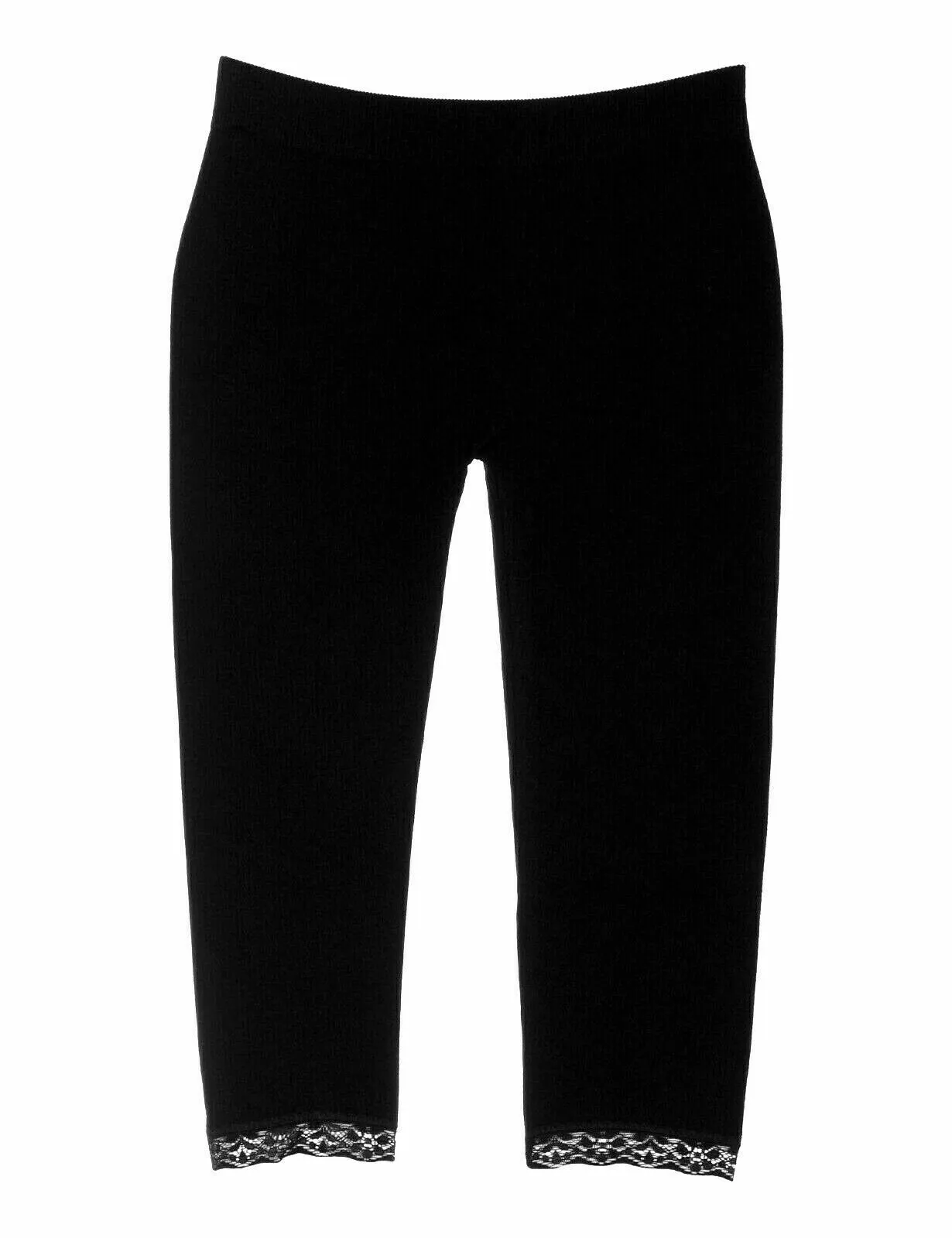 2 Girls Leggings (7-16 Black) Full-length with Lace & elastic waistband
