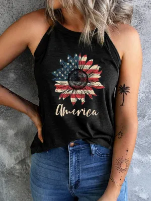 American Flag Sunflower Halter