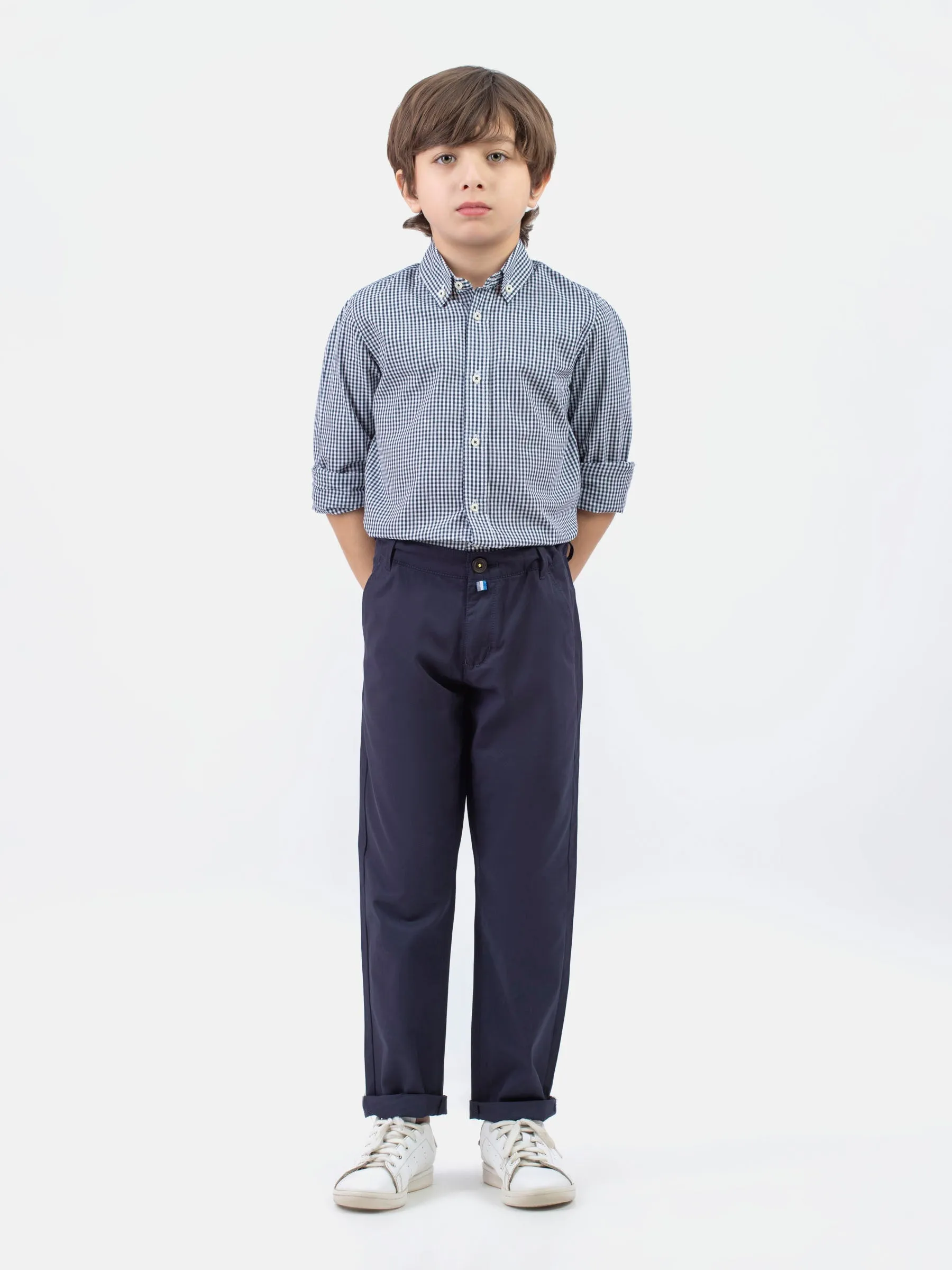 Black Micro Gingham Button Down Casual Shirt