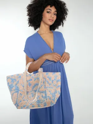 Glasto Crochet Tote Blue Mix