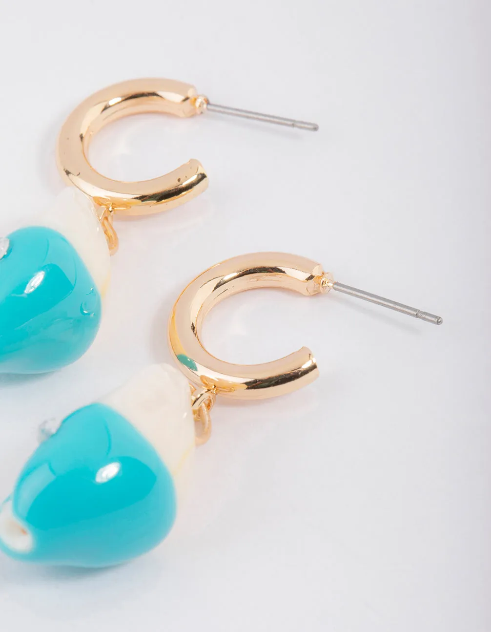 Gold Dropped Shell Hoop Earrings