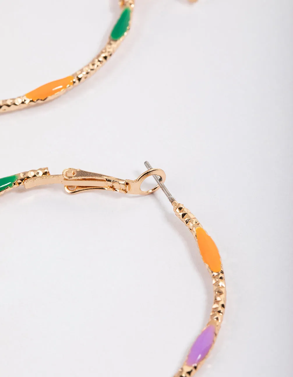 Gold Enamel Oversized Thin Hoop Earrings