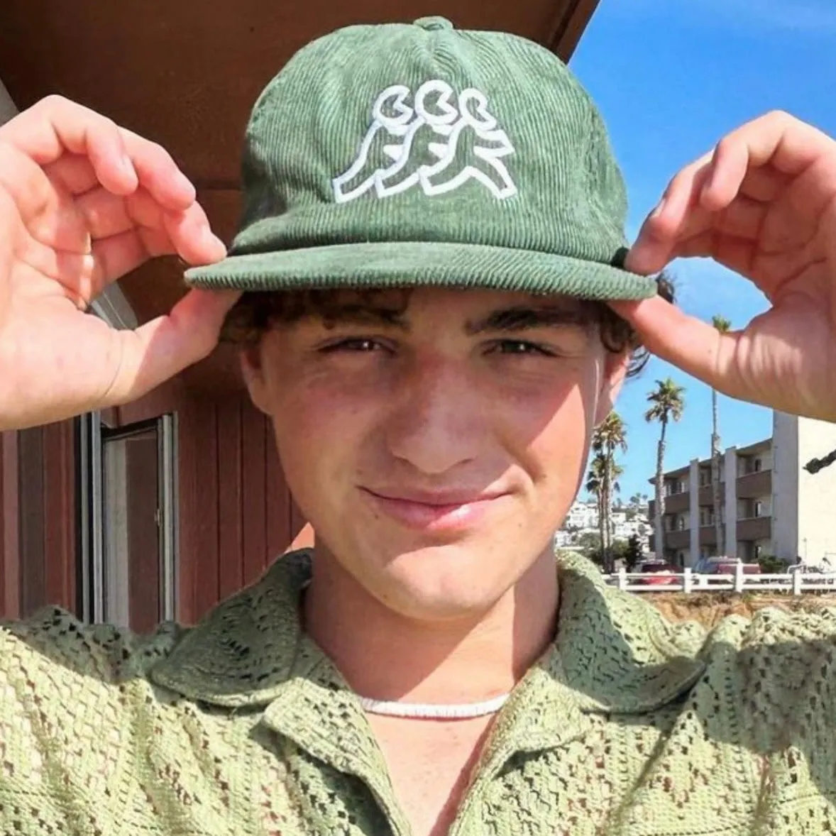 Green Flat Brim Corduroy Snapback