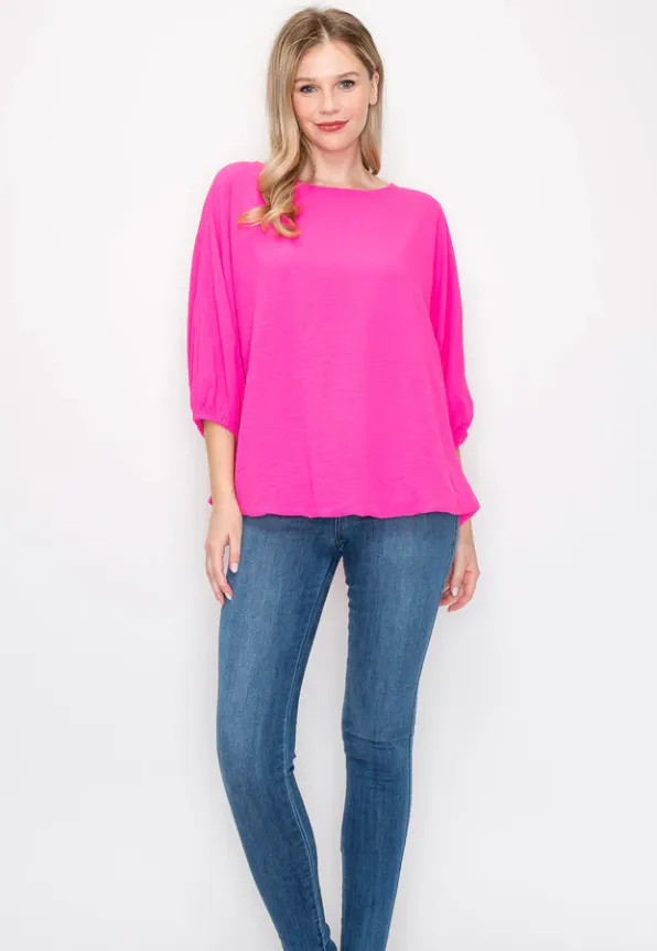 Joh Wrendelle Silky Crepe Top Neon Pink