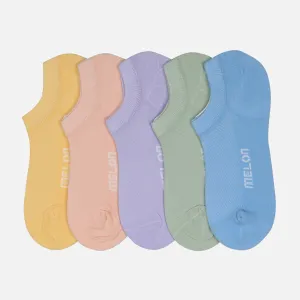 LADIES 5-PAIR NO-SHOW SOCKS-FREE SIZE