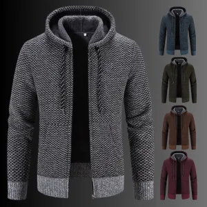Men's Winter Plush Zipper Hoodie Coat