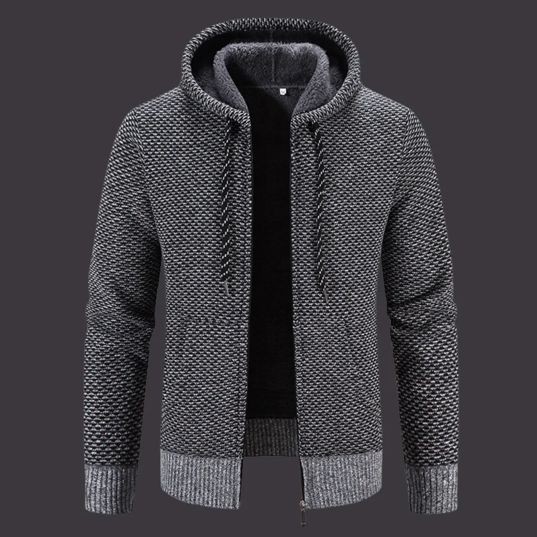 Men's Winter Plush Zipper Hoodie Coat