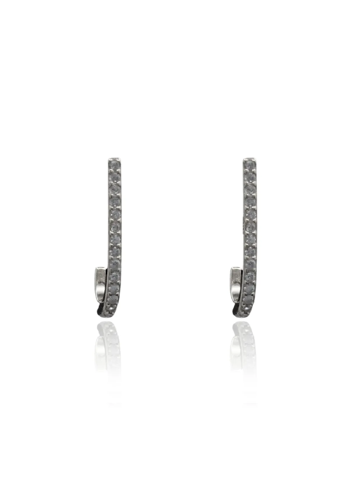 Silver Pave Post Earring