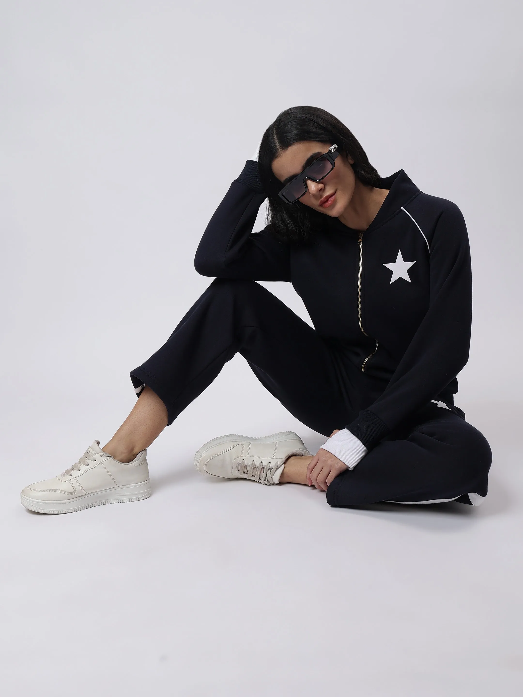 Starry Comfort: All-Day Navy Fleece Co-ord Set