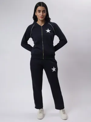 Starry Comfort: All-Day Navy Fleece Co-ord Set