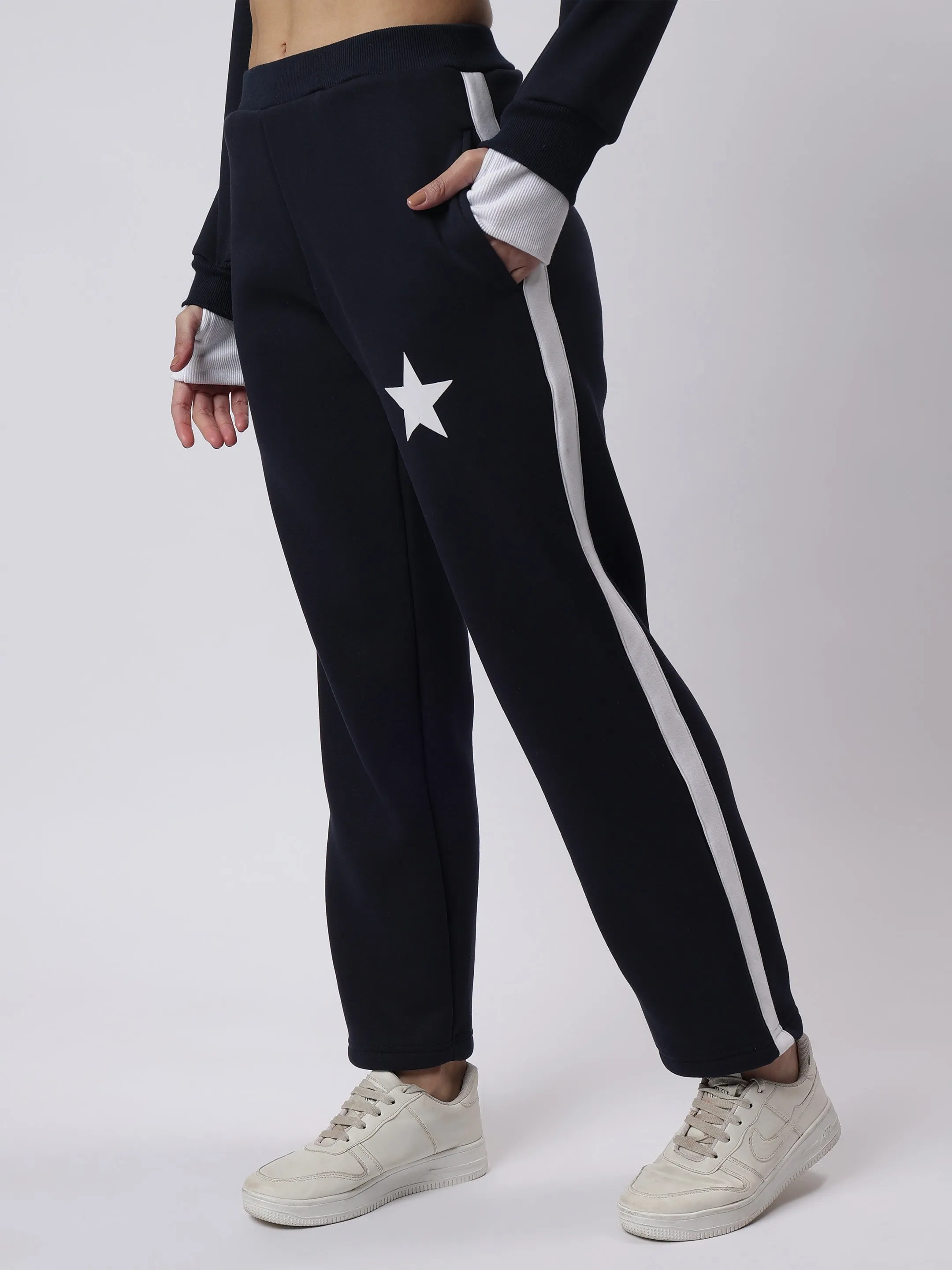 Starry Comfort: All-Day Navy Fleece Co-ord Set