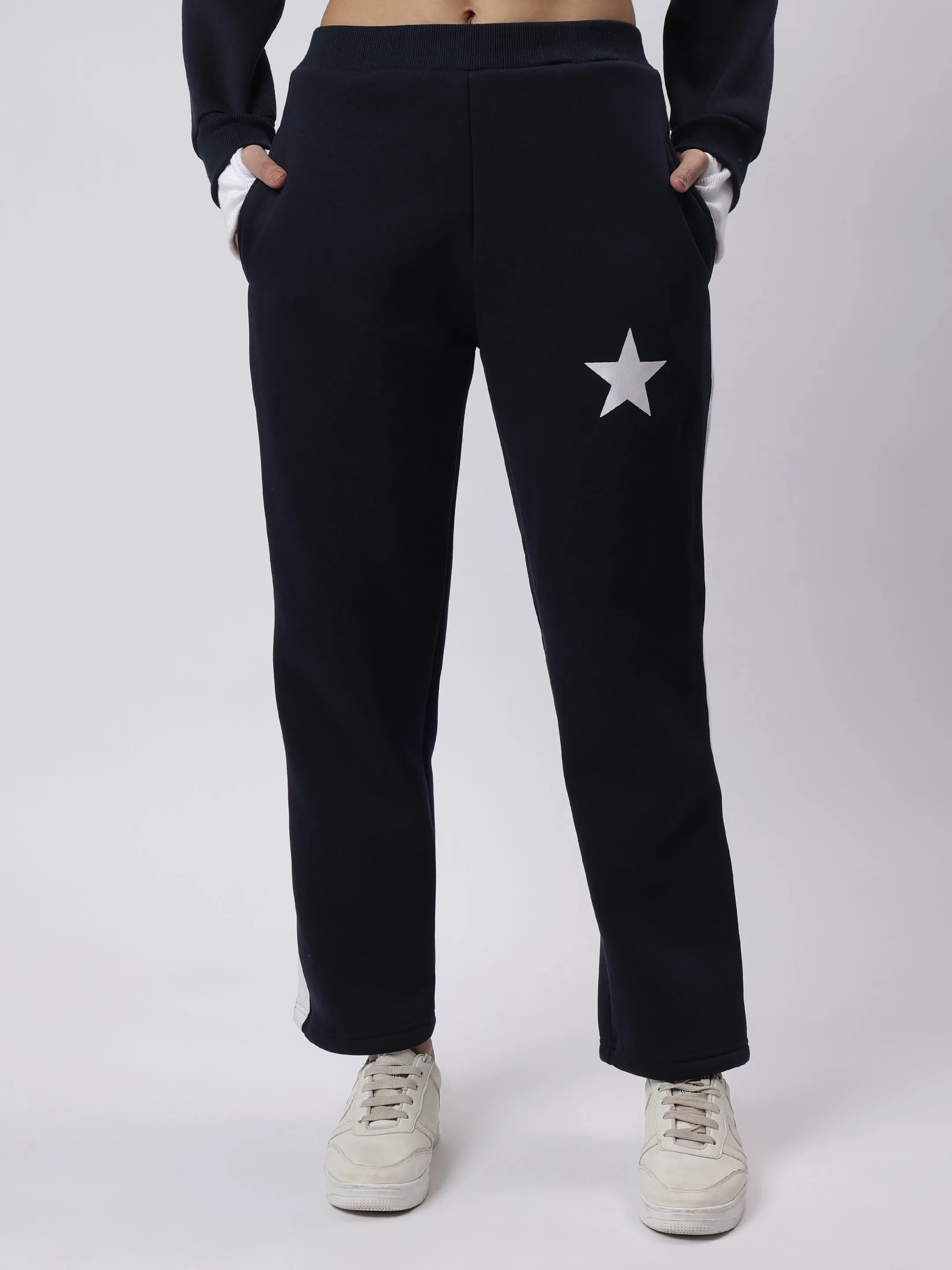Starry Comfort: All-Day Navy Fleece Co-ord Set