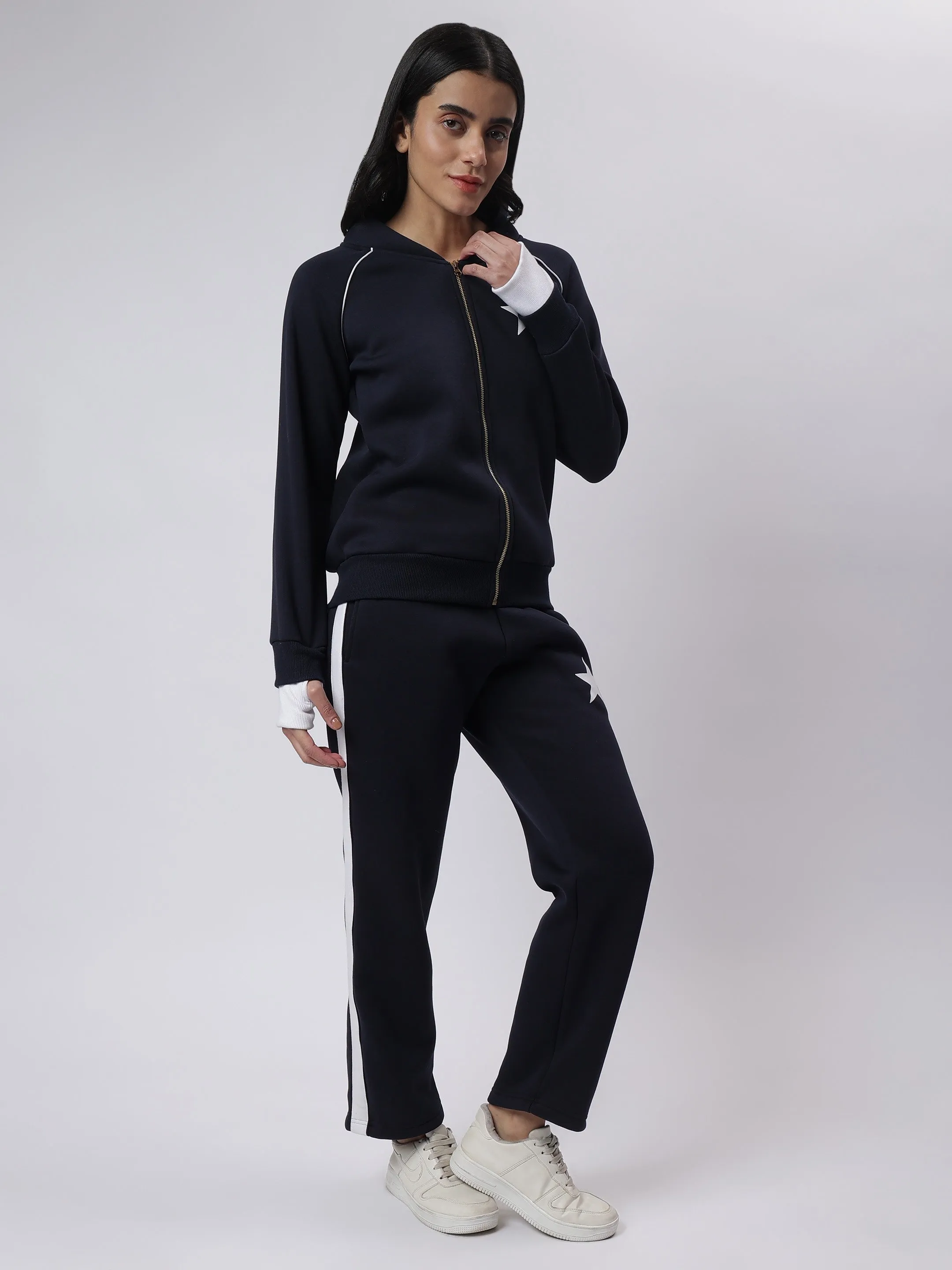 Starry Comfort: All-Day Navy Fleece Co-ord Set