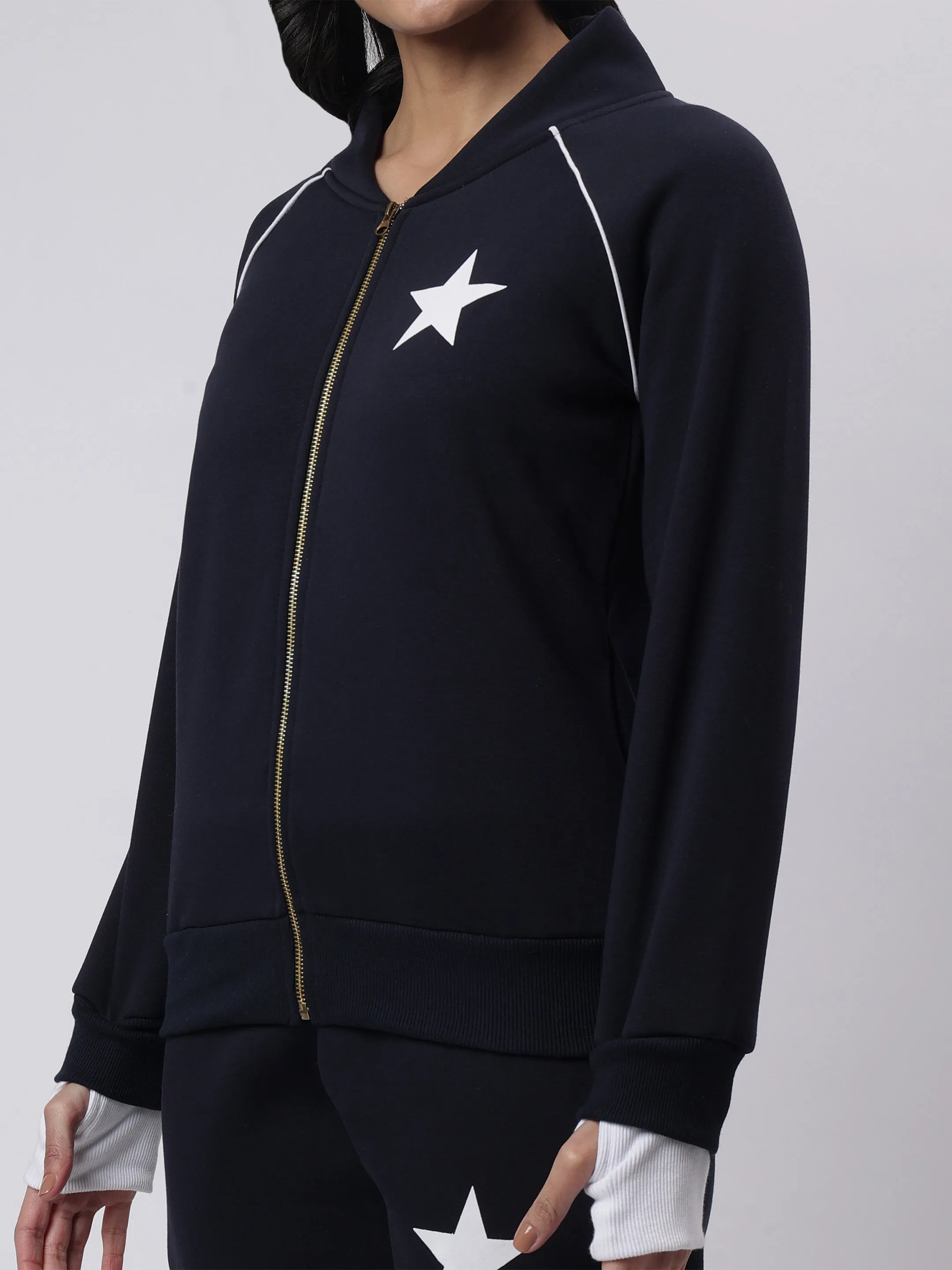 Starry Comfort: All-Day Navy Fleece Co-ord Set