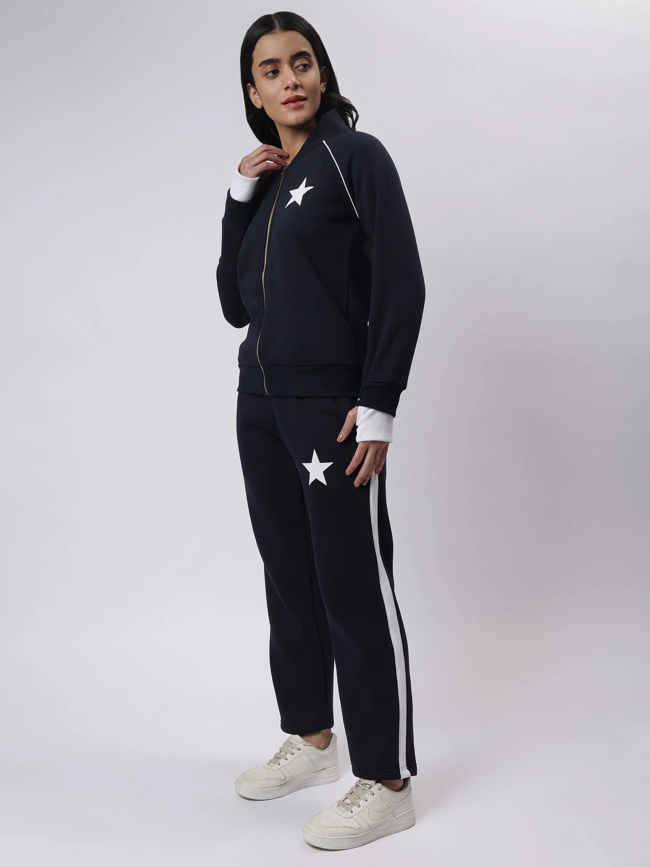 Starry Comfort: All-Day Navy Fleece Co-ord Set