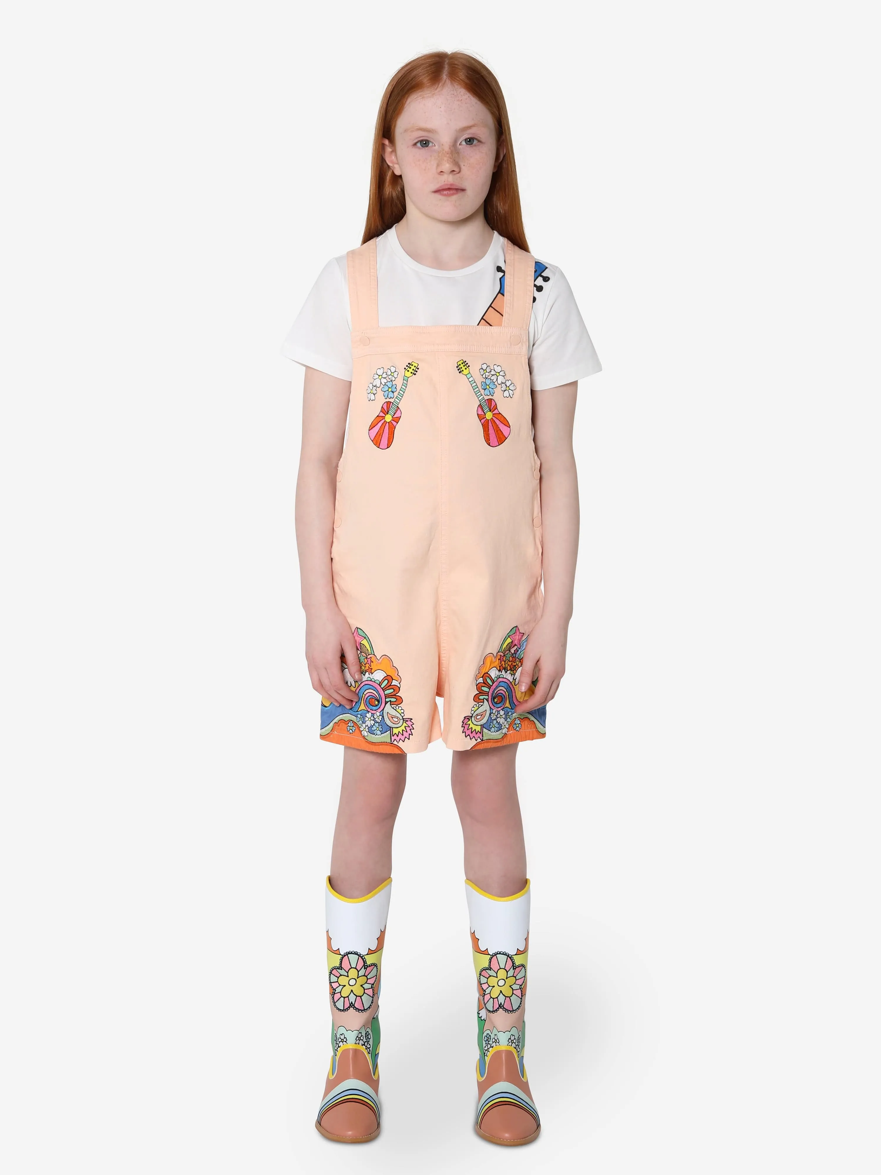 Stella McCartney Girls Short Dungarees in Pink
