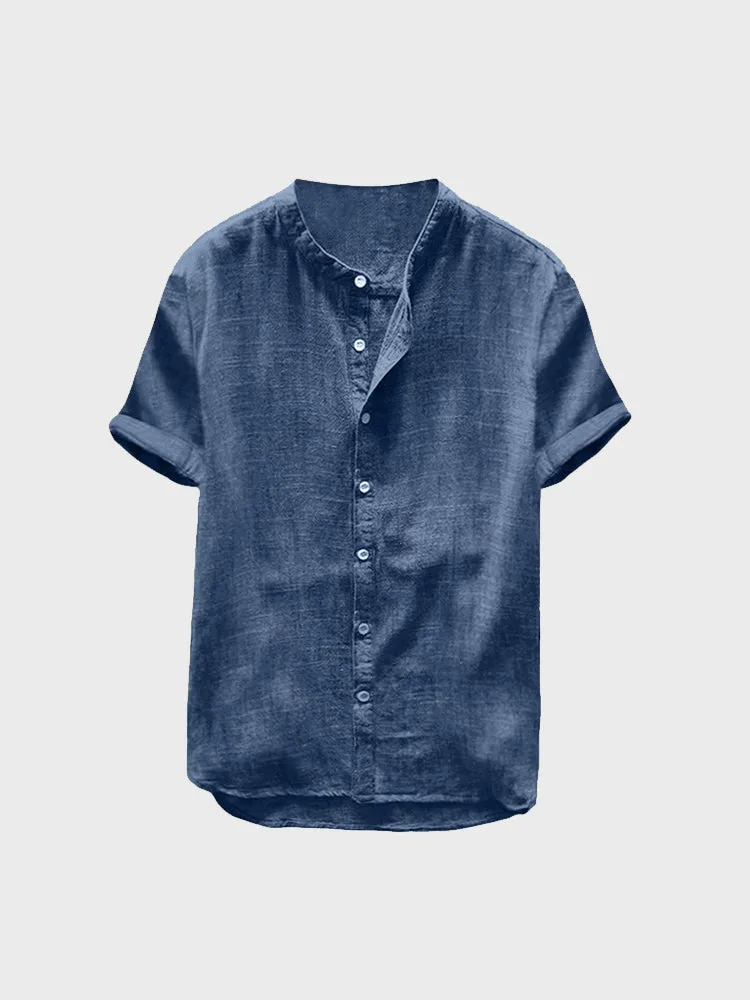 Summer Linen Cotton Men's Solid Top
