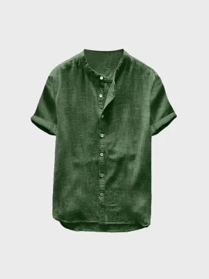 Summer Linen Cotton Men's Solid Top