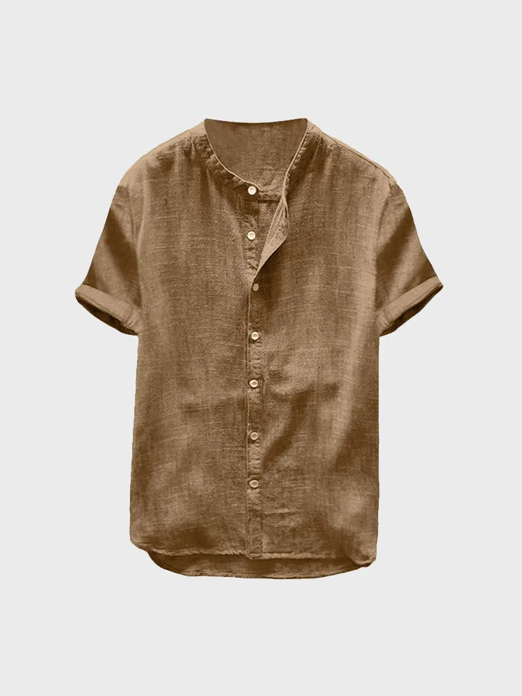 Summer Linen Cotton Men's Solid Top