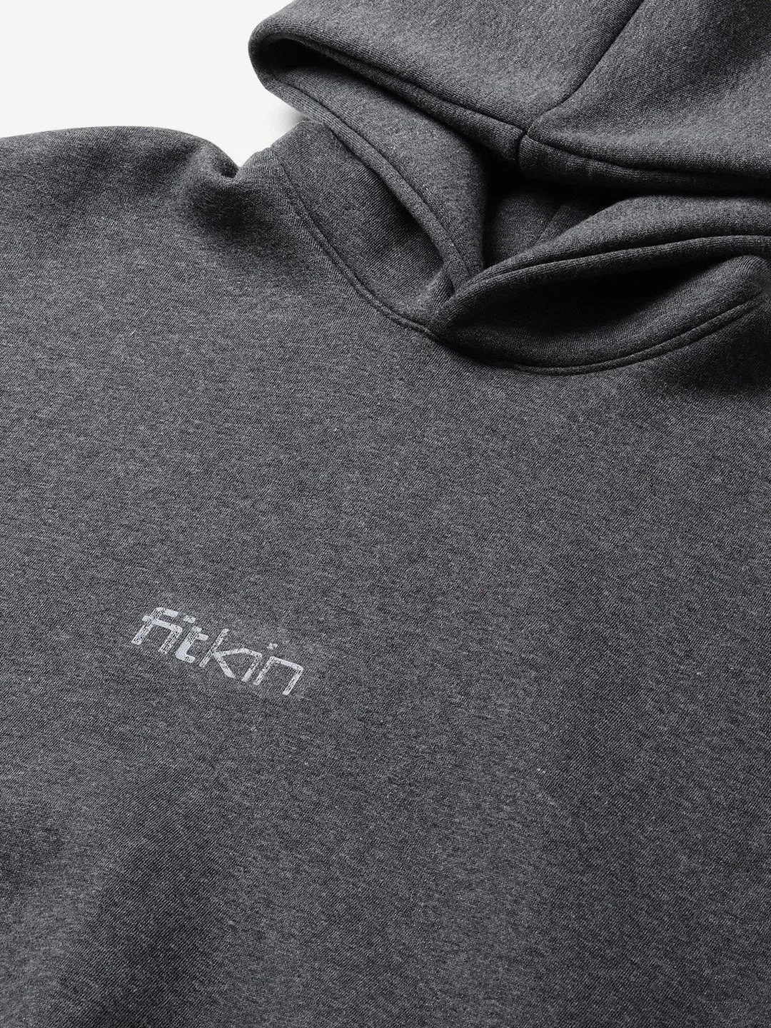 Women's Charcoal Grey Solid Fleece Hooded Pullover Sweatshirt