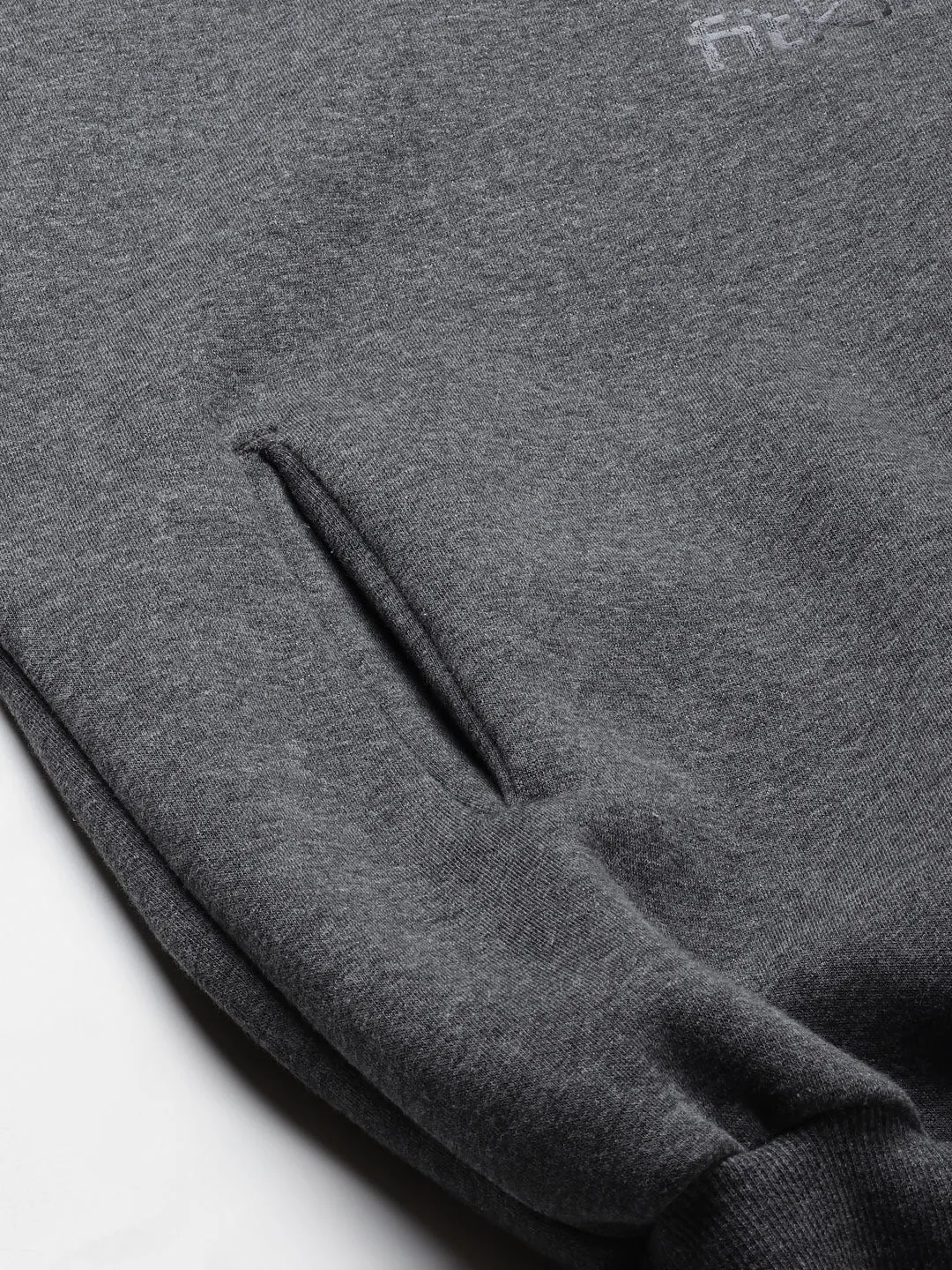 Women's Charcoal Grey Solid Fleece Hooded Pullover Sweatshirt