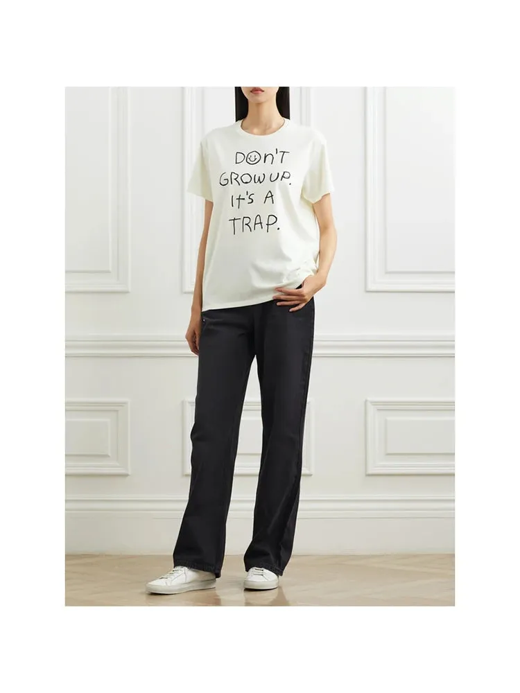 Y2K Don't Grow Up Oversized Cotton Tee - Streetwear Fashion