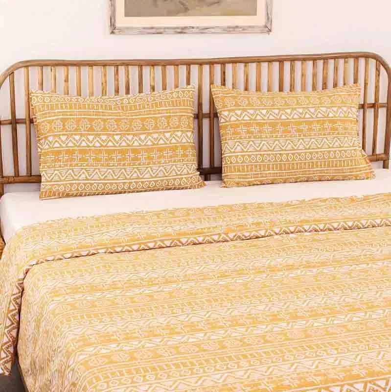 Yellow Kullu Patti Cotton Dohar | Singe Size | 60 x 90 inches