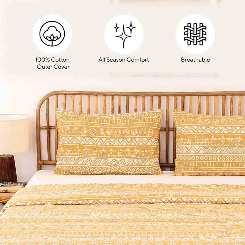 Yellow Kullu Patti Cotton Dohar | Singe Size | 60 x 90 inches